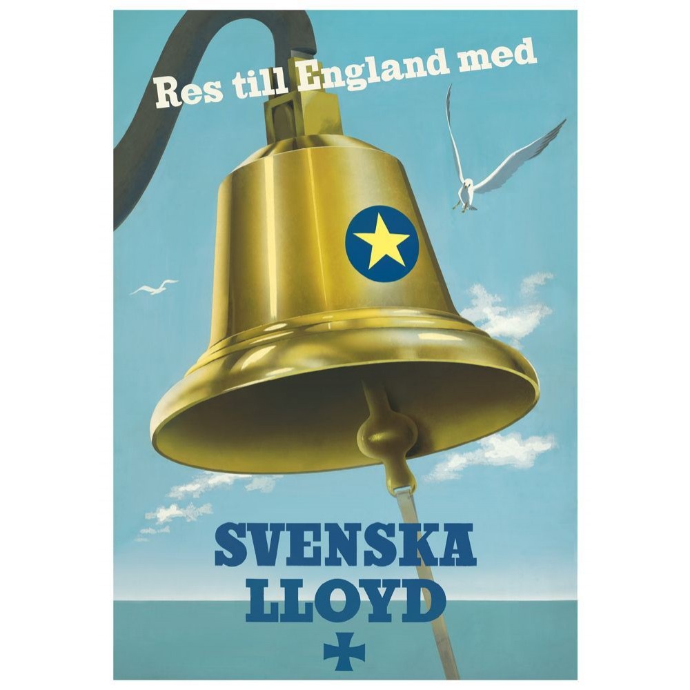 Skeppsklocka Svenska Lloyd 1954, affisch 21x30cm